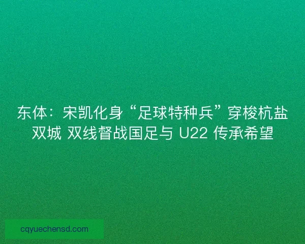 东体：宋凯化身 “足球特种兵” 穿梭杭盐双城 双线督战国足与 U22 传承希望
