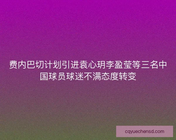 费内巴切计划引进袁心玥李盈莹等三名中国球员球迷不满态度转变 费内巴切计划引进袁心玥李盈莹等三名中国球员球迷不满态度转变