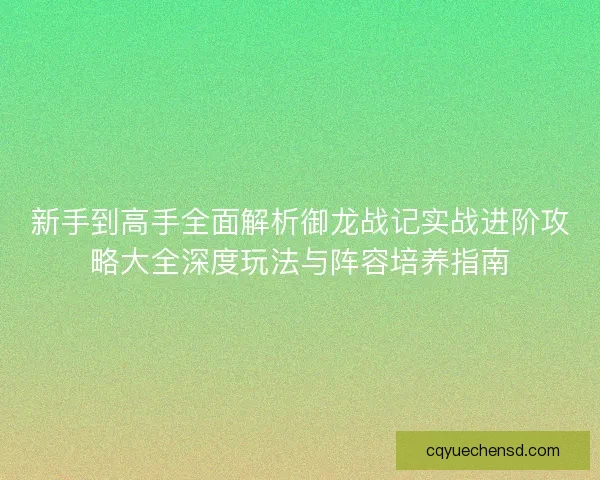 新手到高手全面解析御龙战记实战进阶攻略大全深度玩法与阵容培养指南