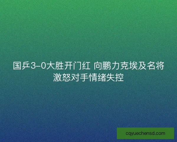 国乒3-0大胜开门红 向鹏力克埃及名将激怒对手情绪失控